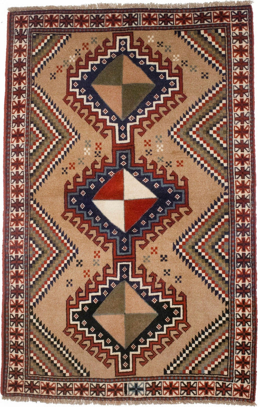 Khaki Tribal 4X7 Ghoochan Persian Rug