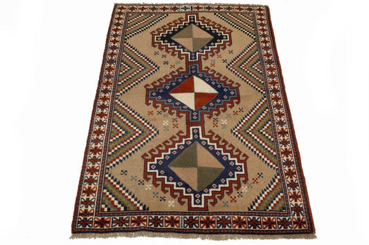 Khaki Tribal 4X7 Ghoochan Persian Rug