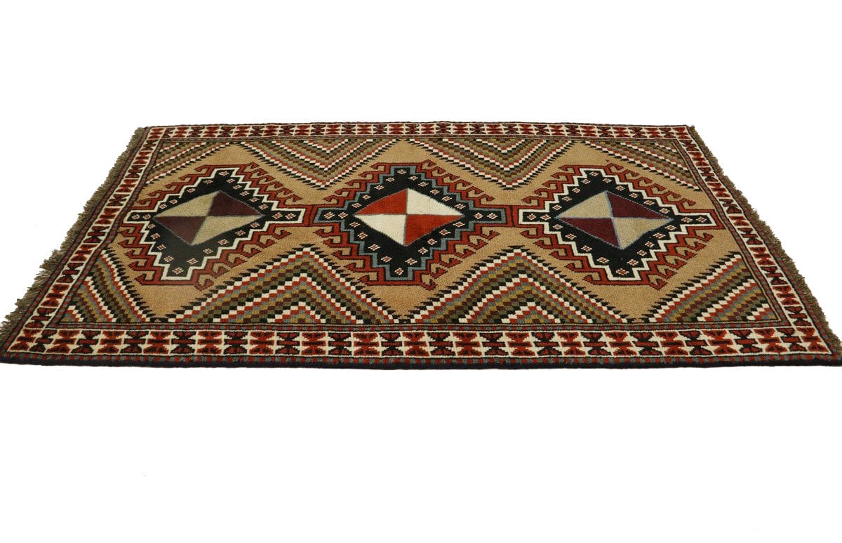 Khaki Tribal 4X7 Ghoochan Persian Rug