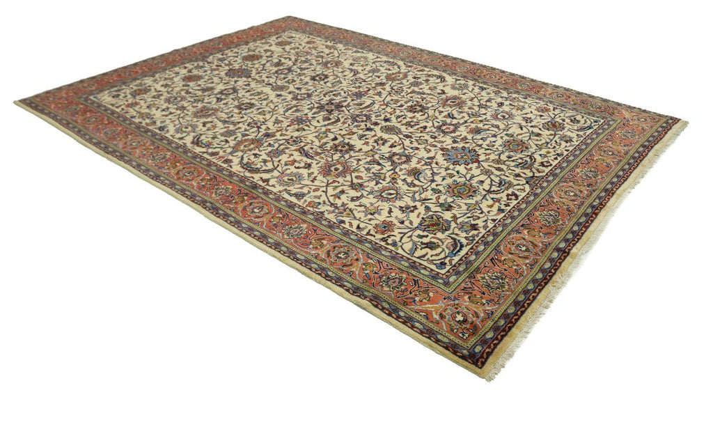 Vintage Cream Floral 8X11 Sarouk Persian Rug