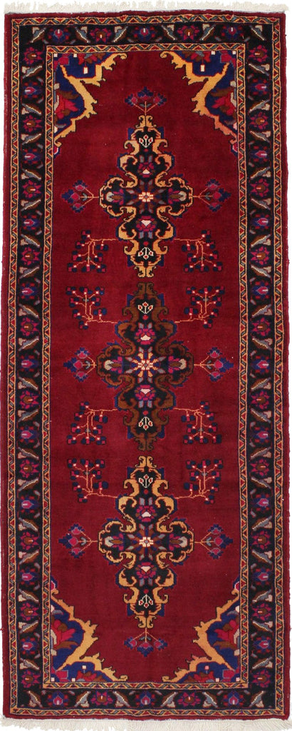 Semi Antique Red Tribal 4X10 Hamedan Persian Runner Rug