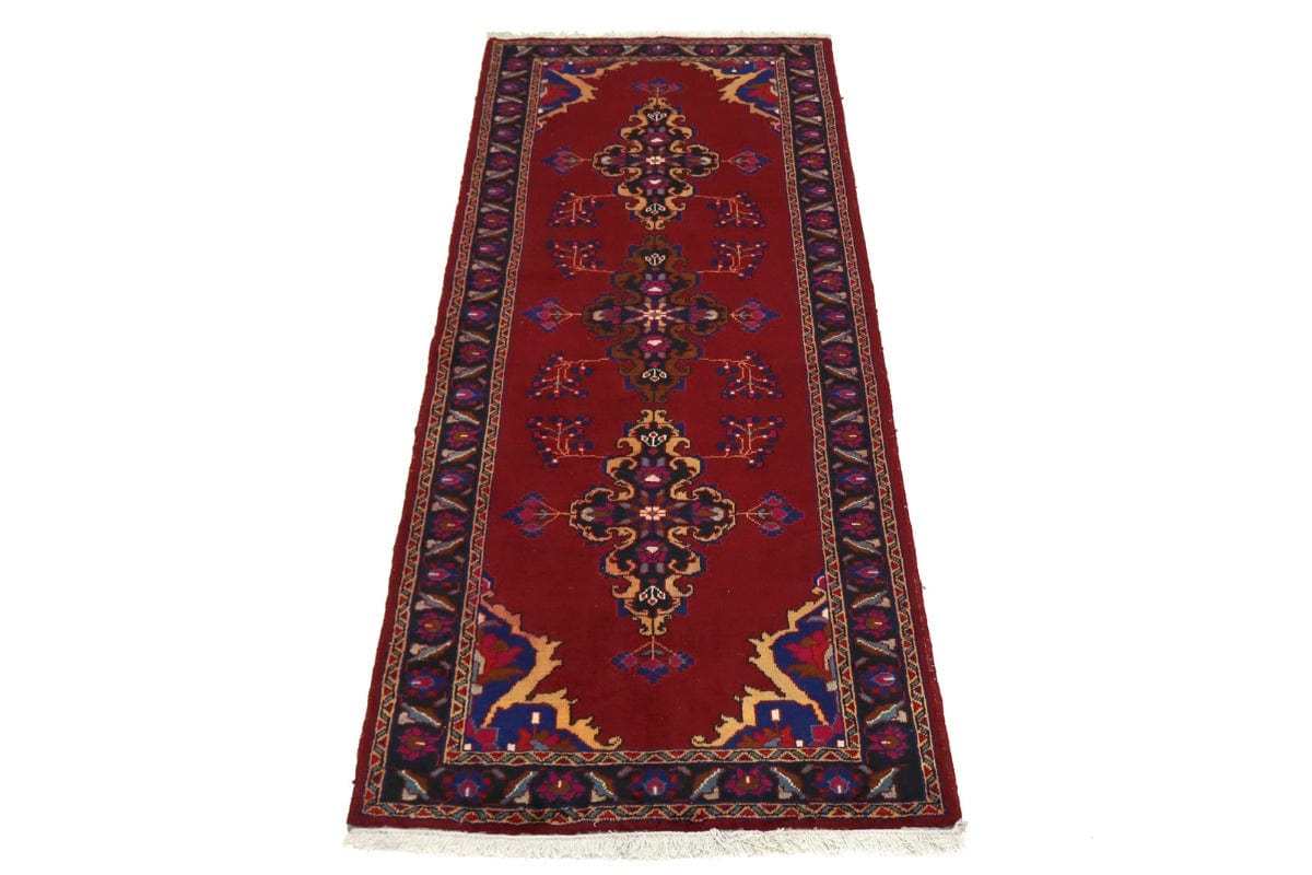 Semi Antique Red Tribal 4X10 Hamedan Persian Runner Rug