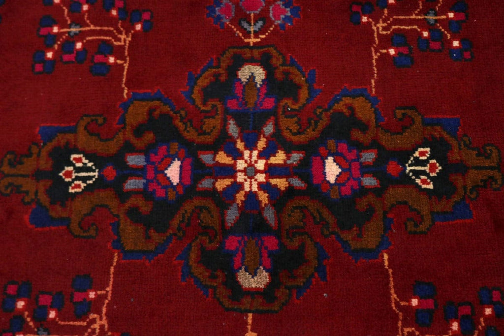 Semi Antique Red Tribal 4X10 Hamedan Persian Runner Rug