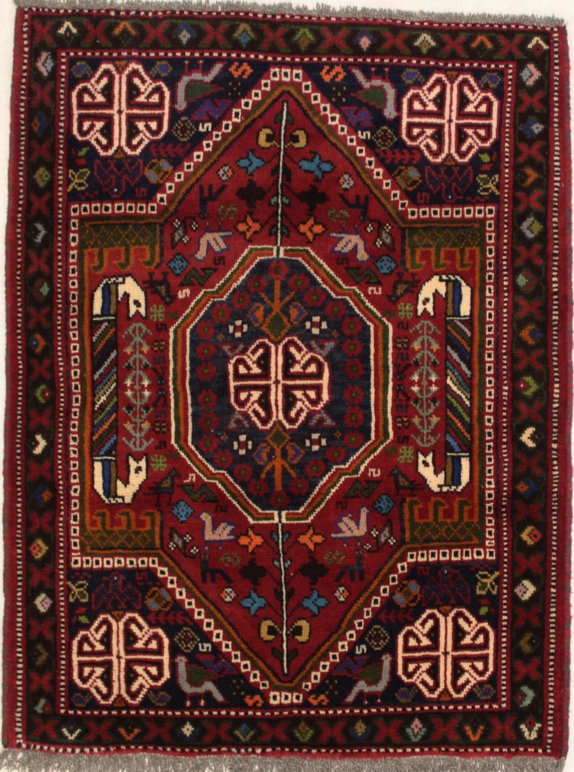 Red Tribal 4X5 Shiraz Persian Rug