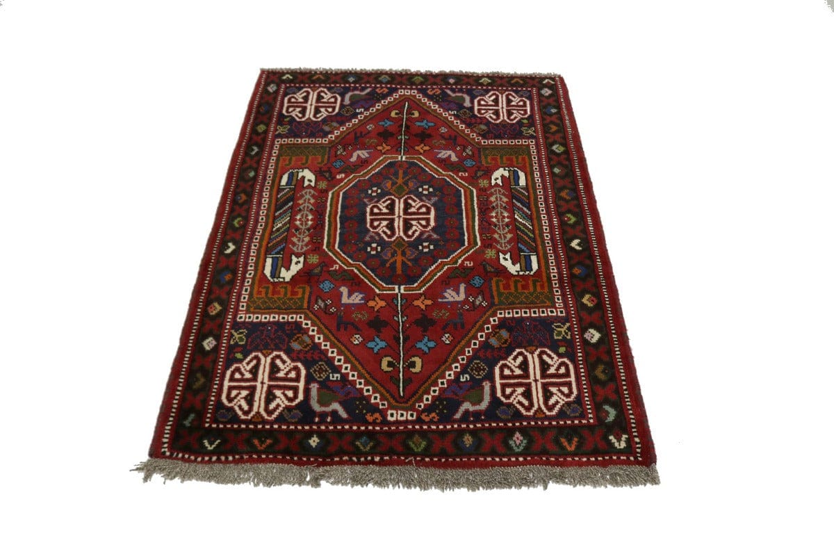 Red Tribal 4X5 Shiraz Persian Rug