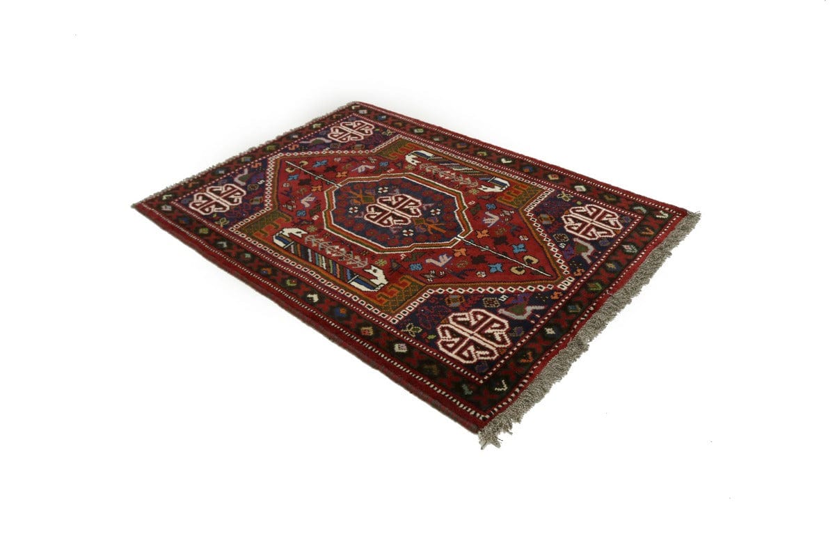 Red Tribal 4X5 Shiraz Persian Rug