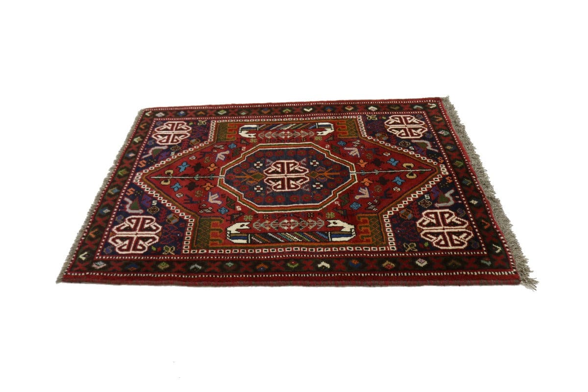 Red Tribal 4X5 Shiraz Persian Rug