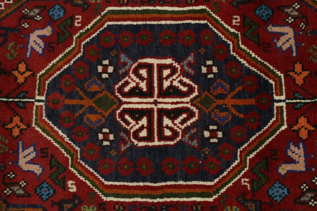 Red Tribal 4X5 Shiraz Persian Rug