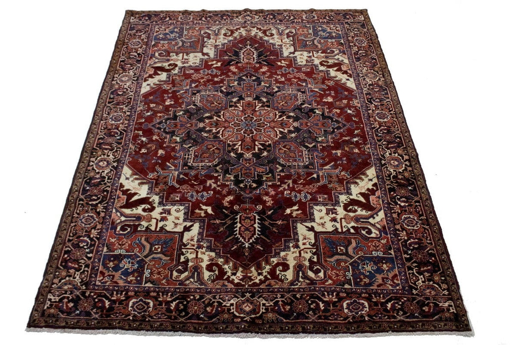 Wine Red Floral 8X11 Heriz Persian Rug