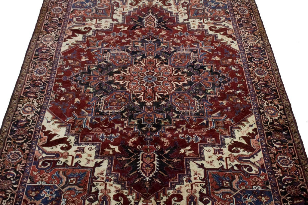 Wine Red Floral 8X11 Heriz Persian Rug