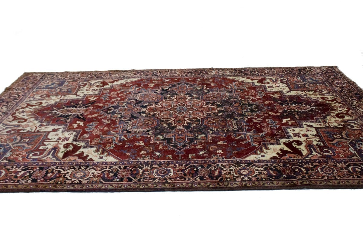 Wine Red Floral 8X11 Heriz Persian Rug