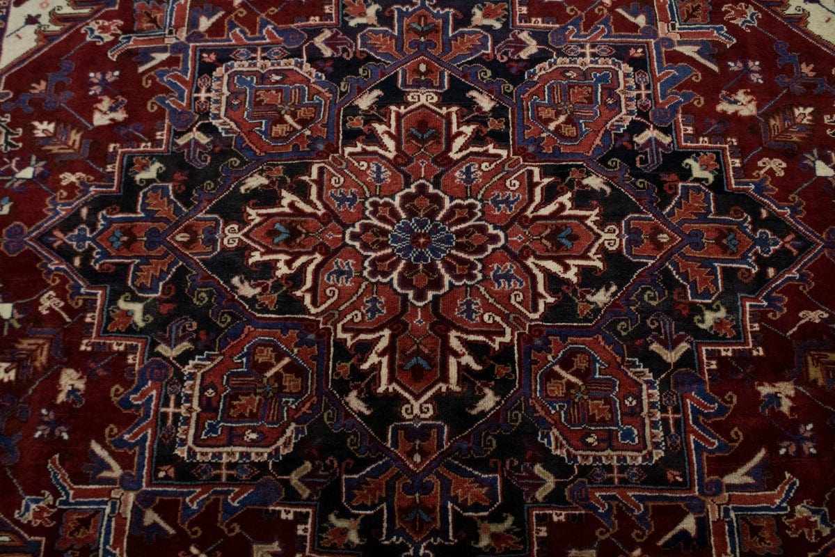 Wine Red Floral 8X11 Heriz Persian Rug