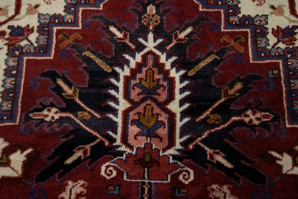 Wine Red Floral 8X11 Heriz Persian Rug