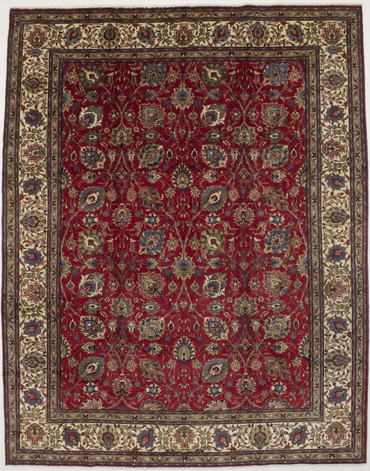 Vintage Red Traditional 10X13 Tabriz Persian Rug