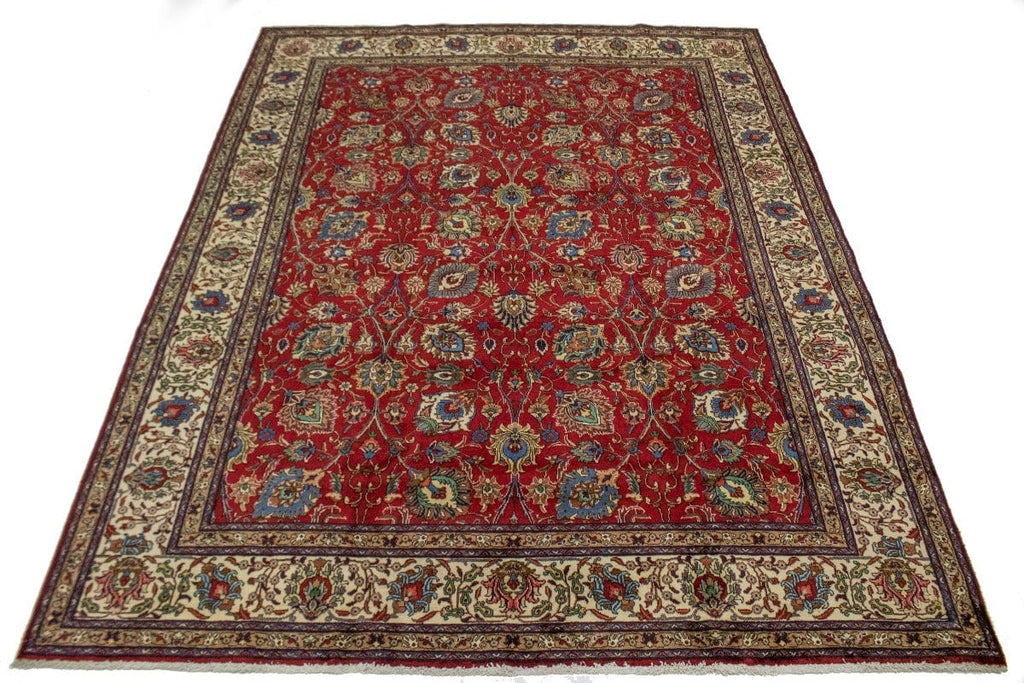 Vintage Red Traditional 10X13 Tabriz Persian Rug