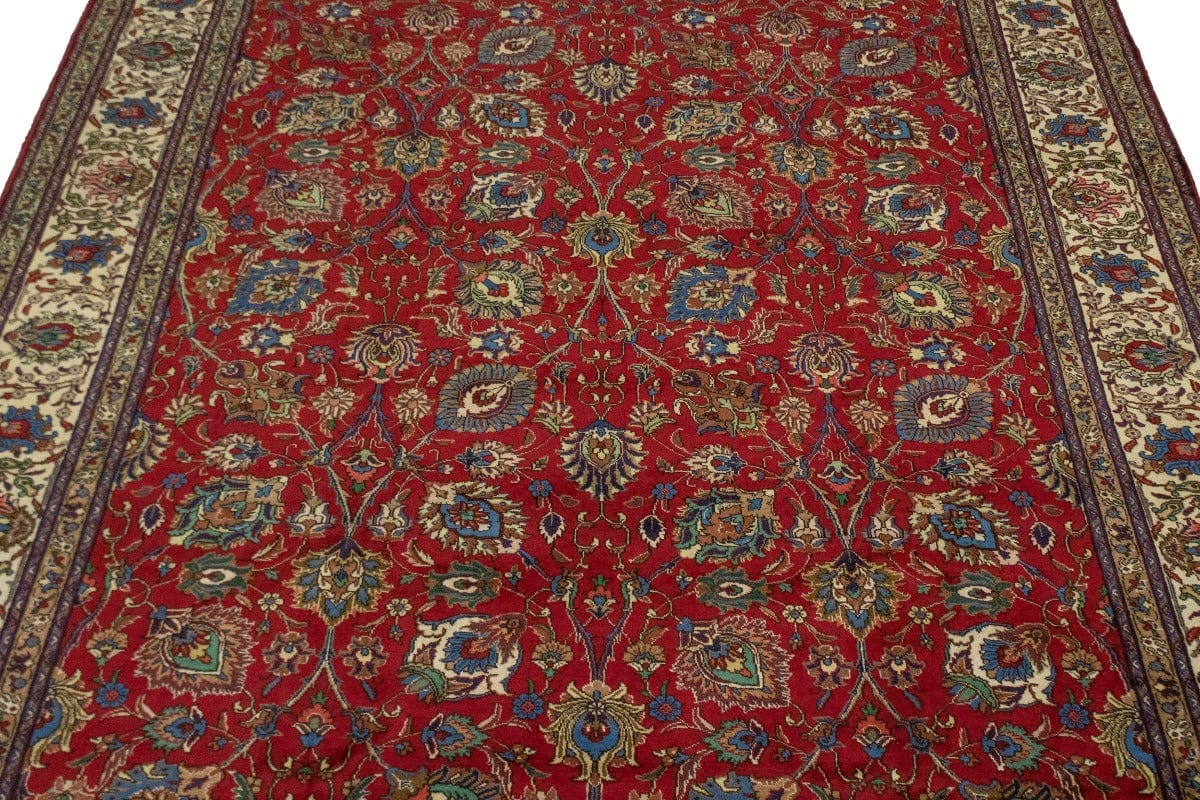 Vintage Red Traditional 10X13 Tabriz Persian Rug