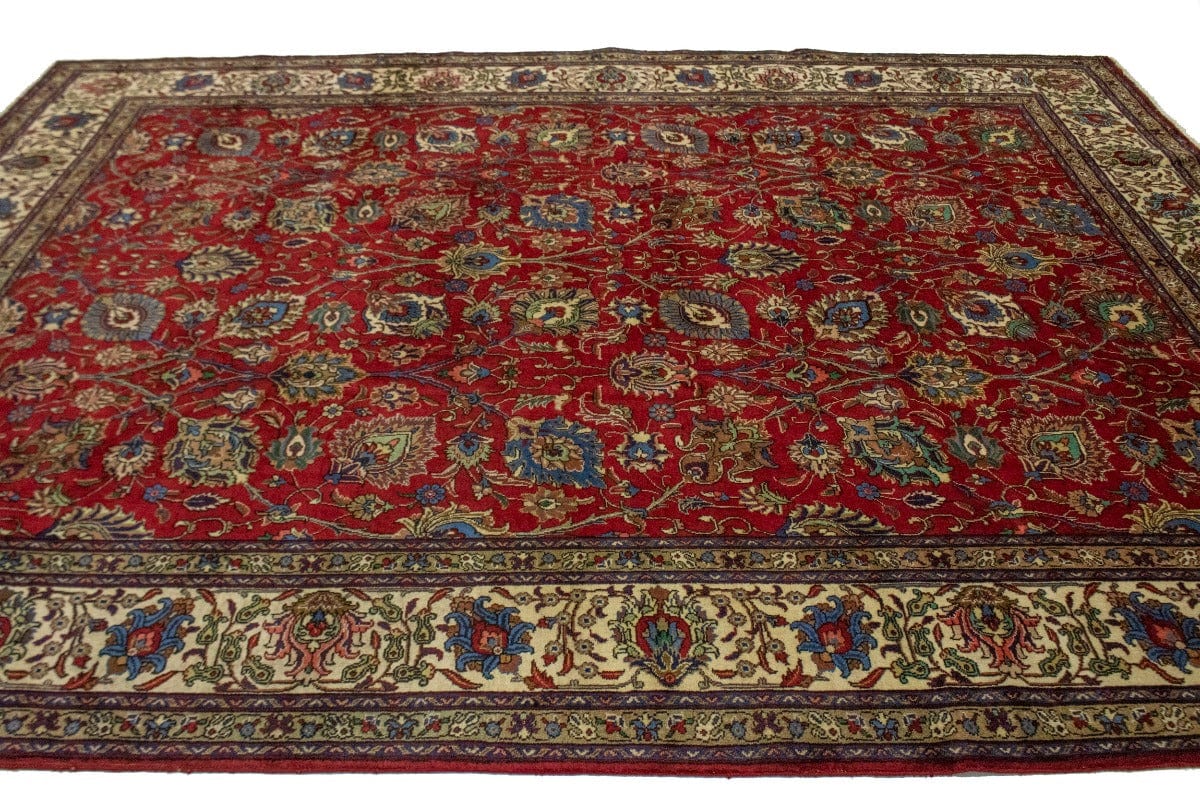 Vintage Red Traditional 10X13 Tabriz Persian Rug