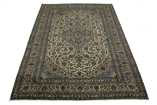 Semi Antique Beige Traditional 10X13 Kashan Persian Rug