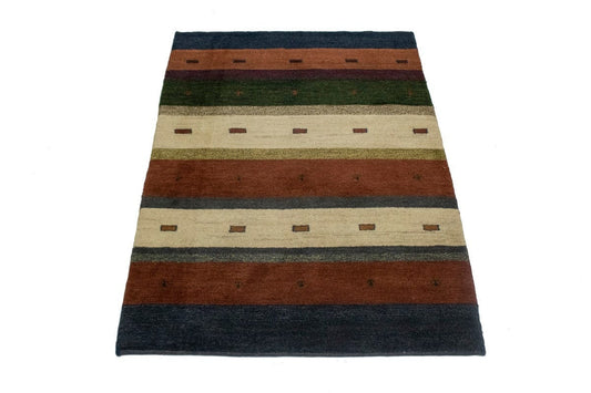 Multicolored Stripes Tribal 4X5 Gabbeh Persian Rug
