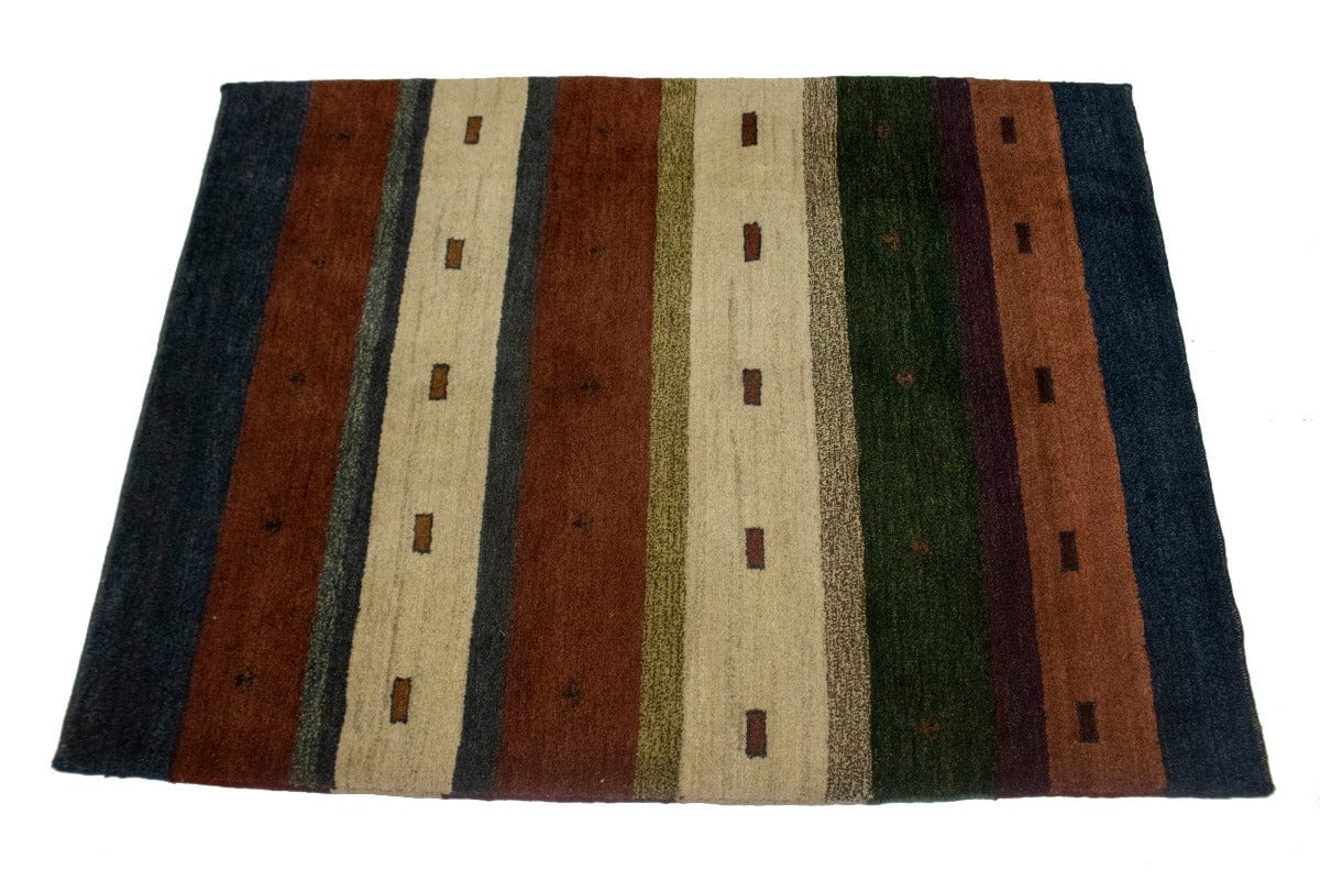 Multicolored Stripes Tribal 4X5 Gabbeh Persian Rug