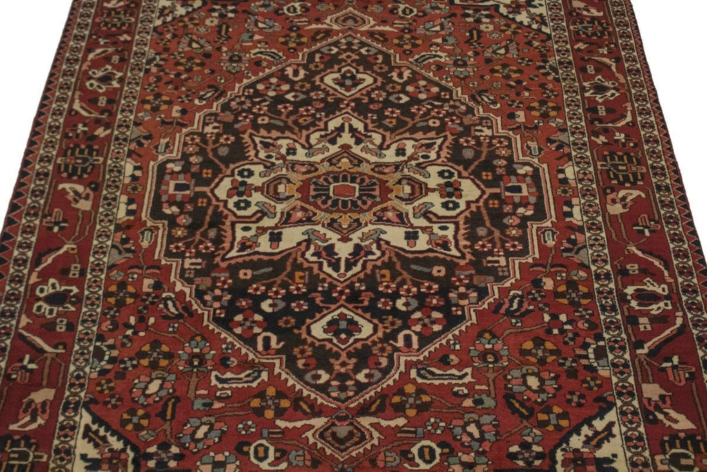 Semi Antique Rusty Red Floral 7X10 Bakhtiari Persian Rug