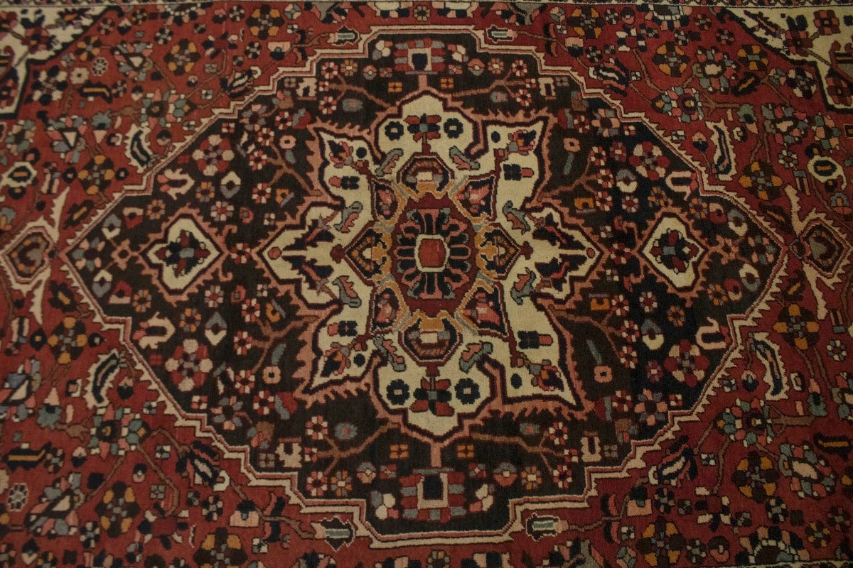 Semi Antique Rusty Red Floral 7X10 Bakhtiari Persian Rug