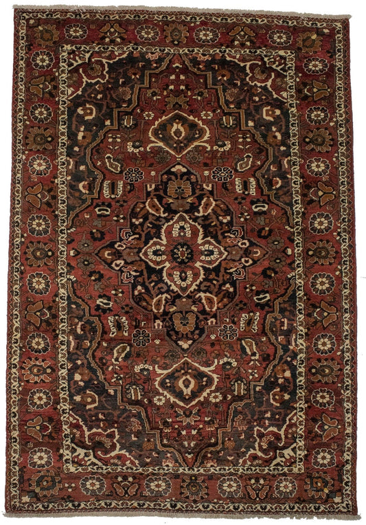 Vintage Rusty Red Floral 7X10 Bakhtiari Persian Rug