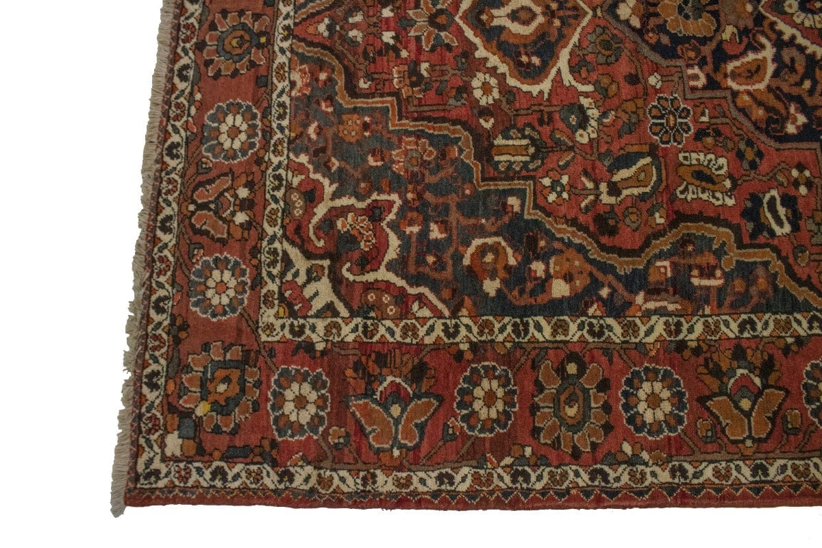 Vintage Rusty Red Floral 7X10 Bakhtiari Persian Rug