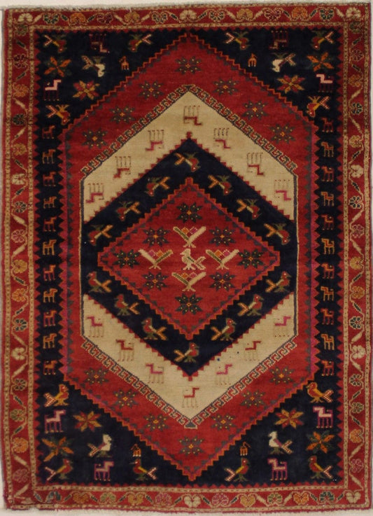 Semi Antique Red Tribal 3X5 Shiraz Persian Rug