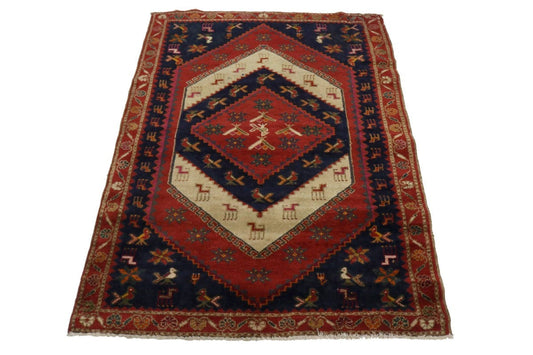 Semi Antique Red Tribal 3X5 Shiraz Persian Rug