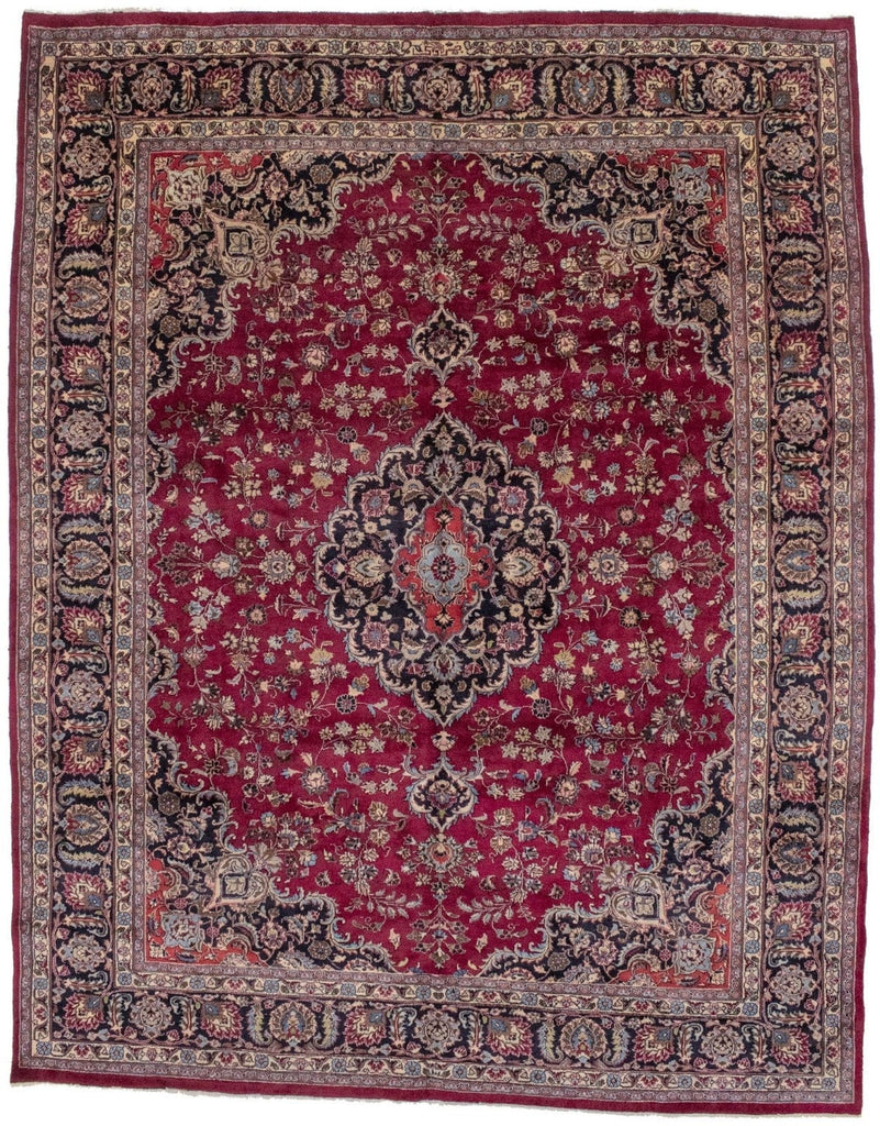 Vintage Red Traditional 10X13 Mashad Persian Rug