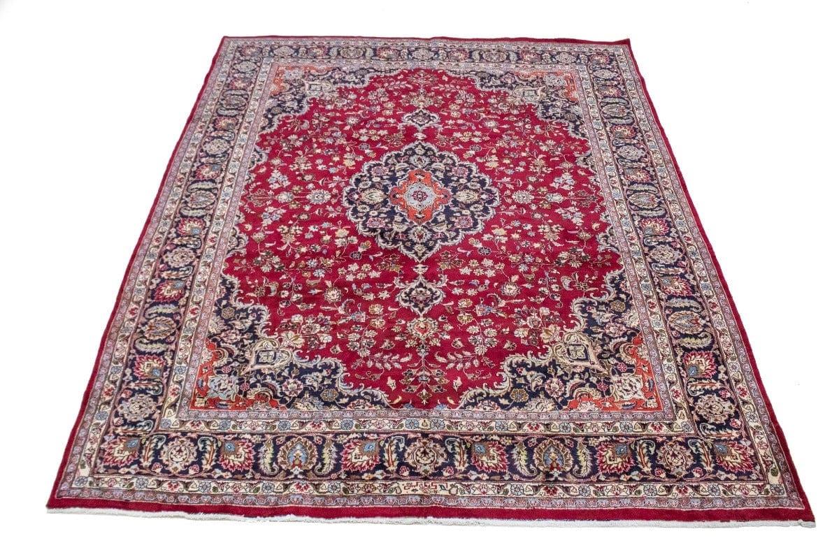 Vintage Red Traditional 10X13 Mashad Persian Rug