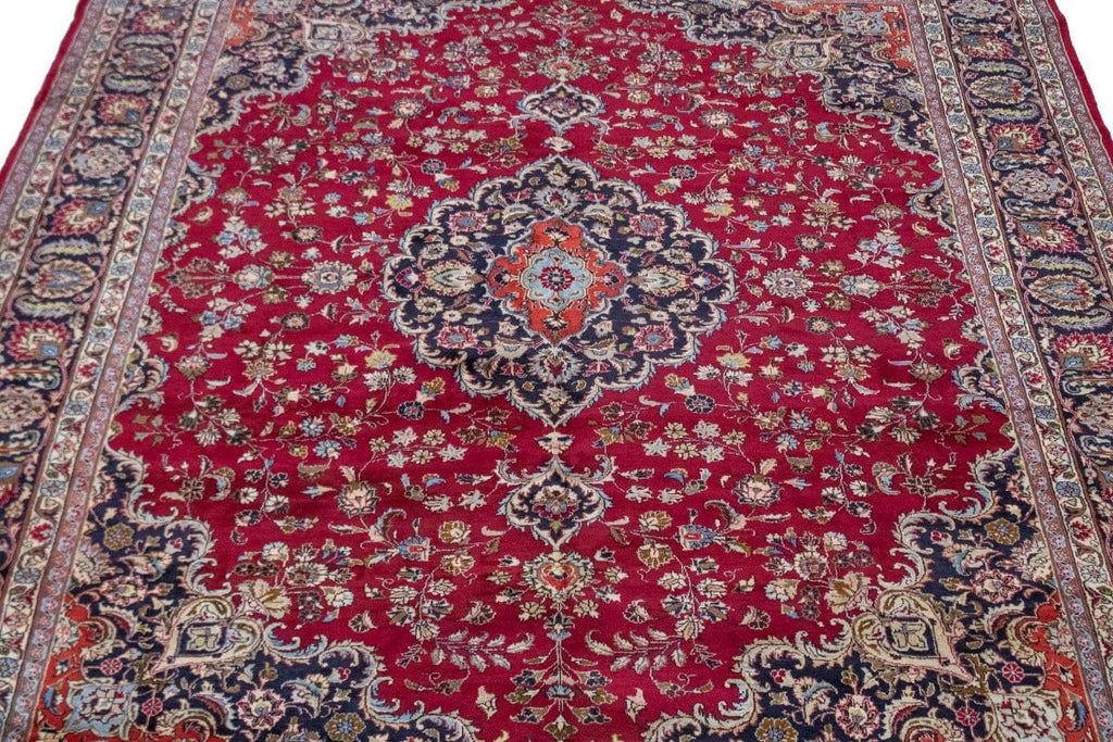 Vintage Red Traditional 10X13 Mashad Persian Rug