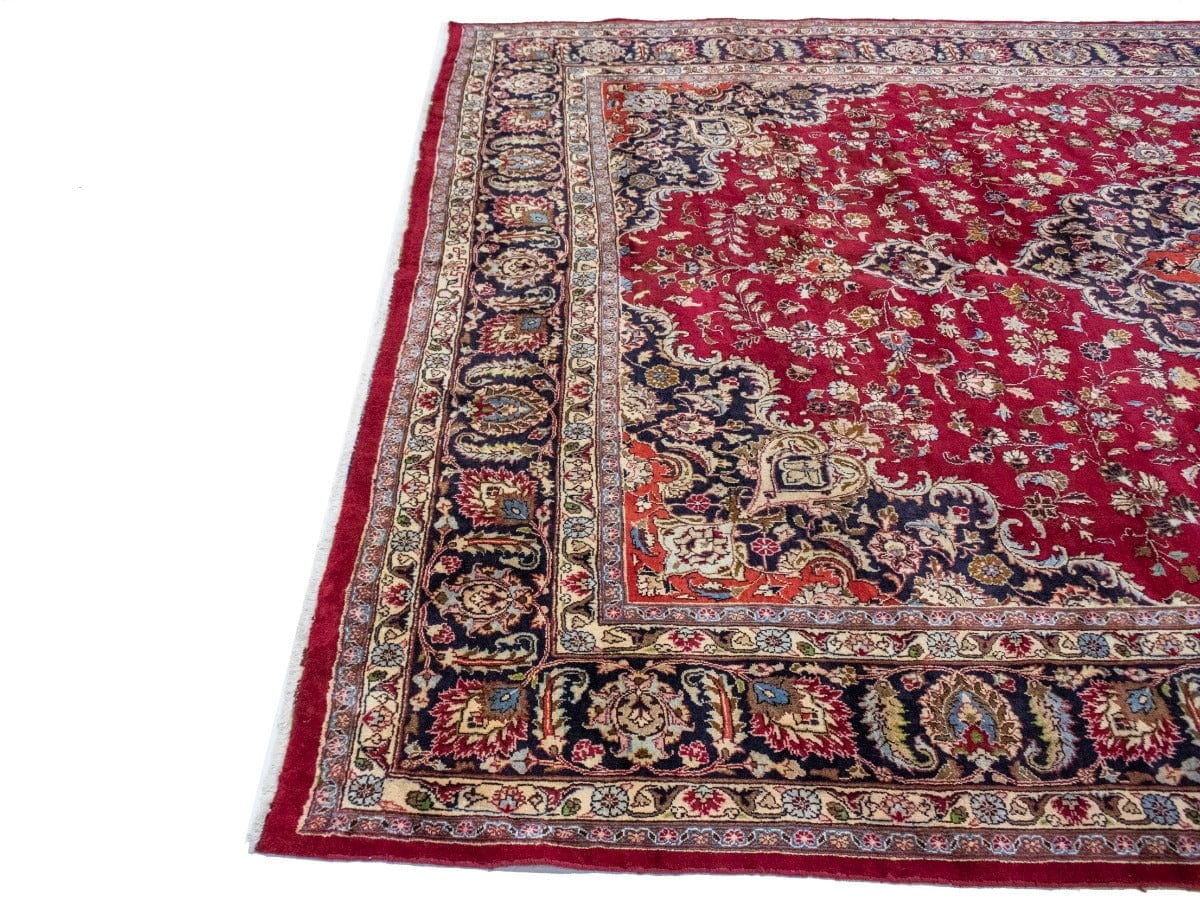 Vintage Red Traditional 10X13 Mashad Persian Rug