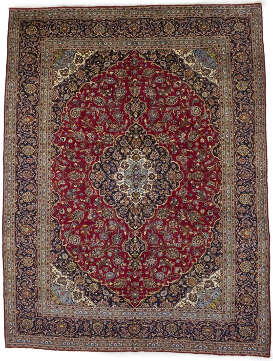 Semi Antique Red Traditional 10X13 Kashan Persian Rug