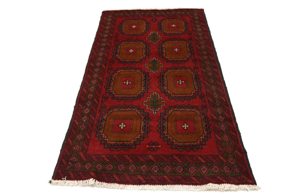 Vintage Red Tribal 3'3X6'5 Balouch Persian Rug