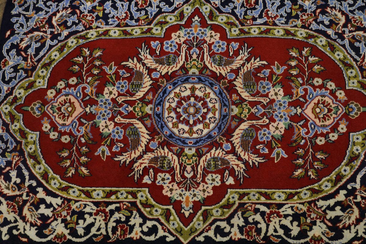 Vintage Red Pictorial Floral 2X3 Ghom Kashan Persian Rug