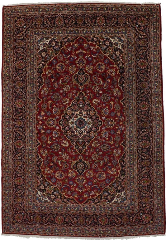 Vintage Red Traditional 9X13 Kashan Persian Rug