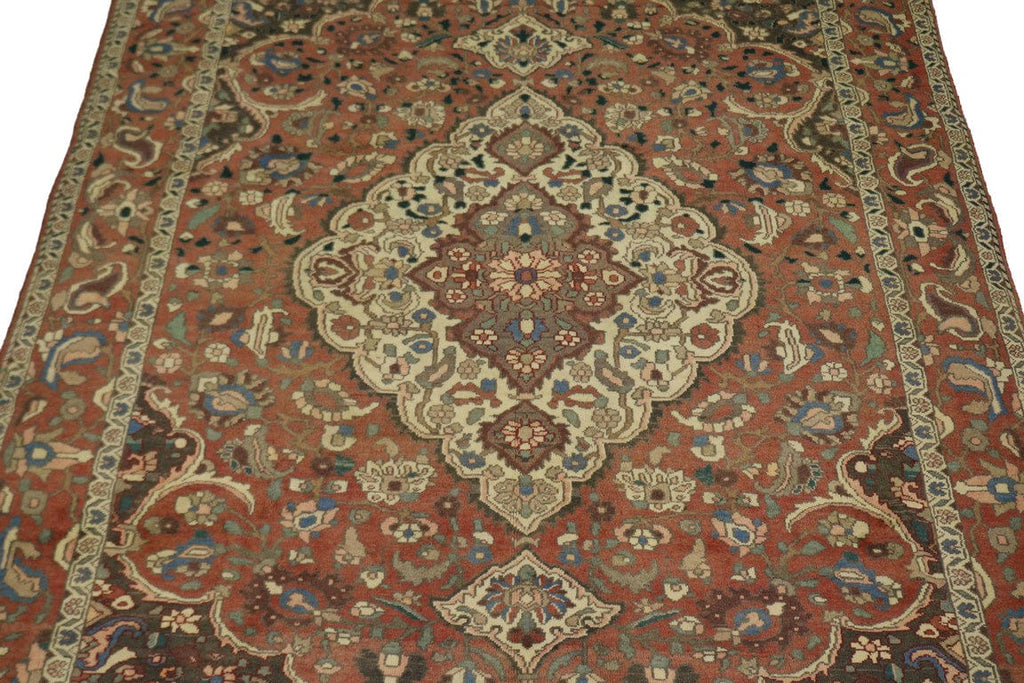 Semi Antique Rusty Red Floral 7X10 Bakhtiari Persian Rug