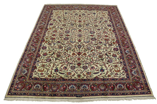 Semi Antique Cream Floral 10X13 Sarouk Persian Rug