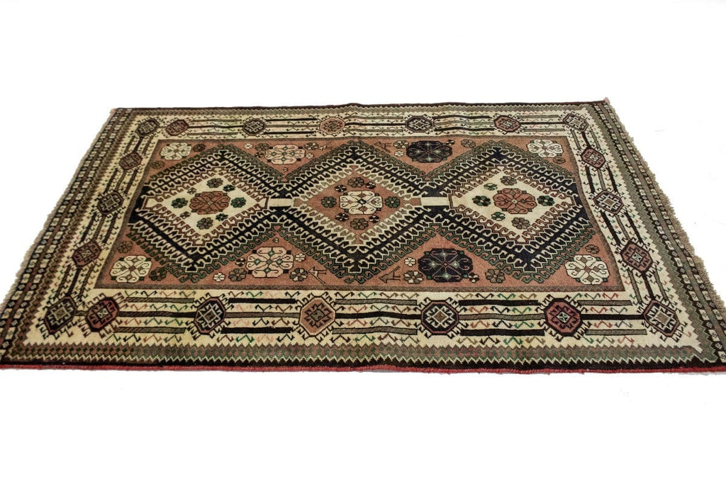 Vintage Rusty Brown Tribal 4'0X6'5 Shiraz Yalameh Persian Rug