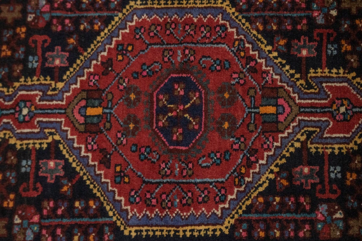 Vintage Dark Charcoal Tribal 3X5 Hamedan Persian Rug