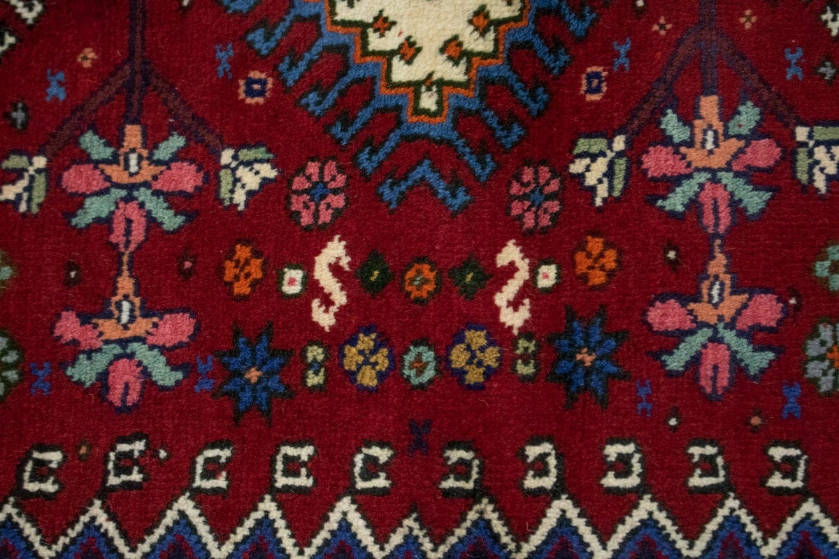 Red Tribal 3'5X5 Ghashghaie Shiraz Persian Rug
