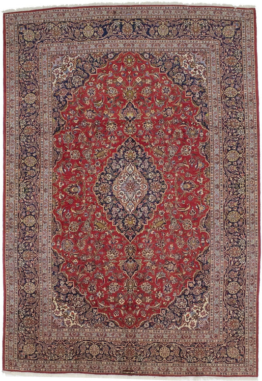 Vintage Red Traditional 8X12 Kashan Persian Rug