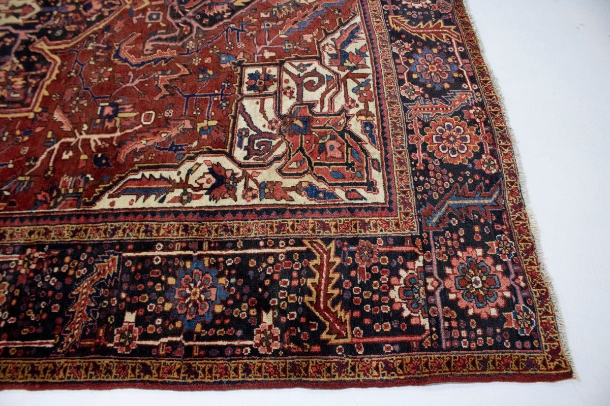 Vintage Brick Red Traditional 10X13 Heriz Persian Rug