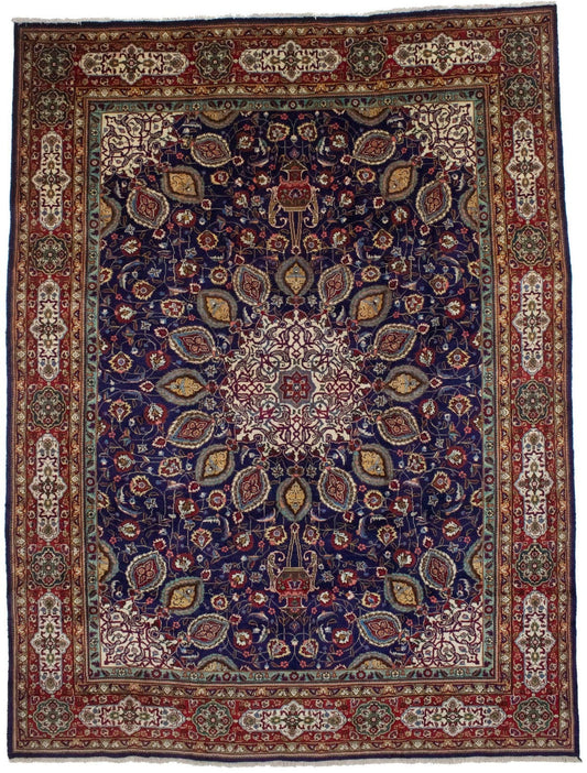 Vintage Purple-navy Traditional 10X13 Tabriz Persian Rug