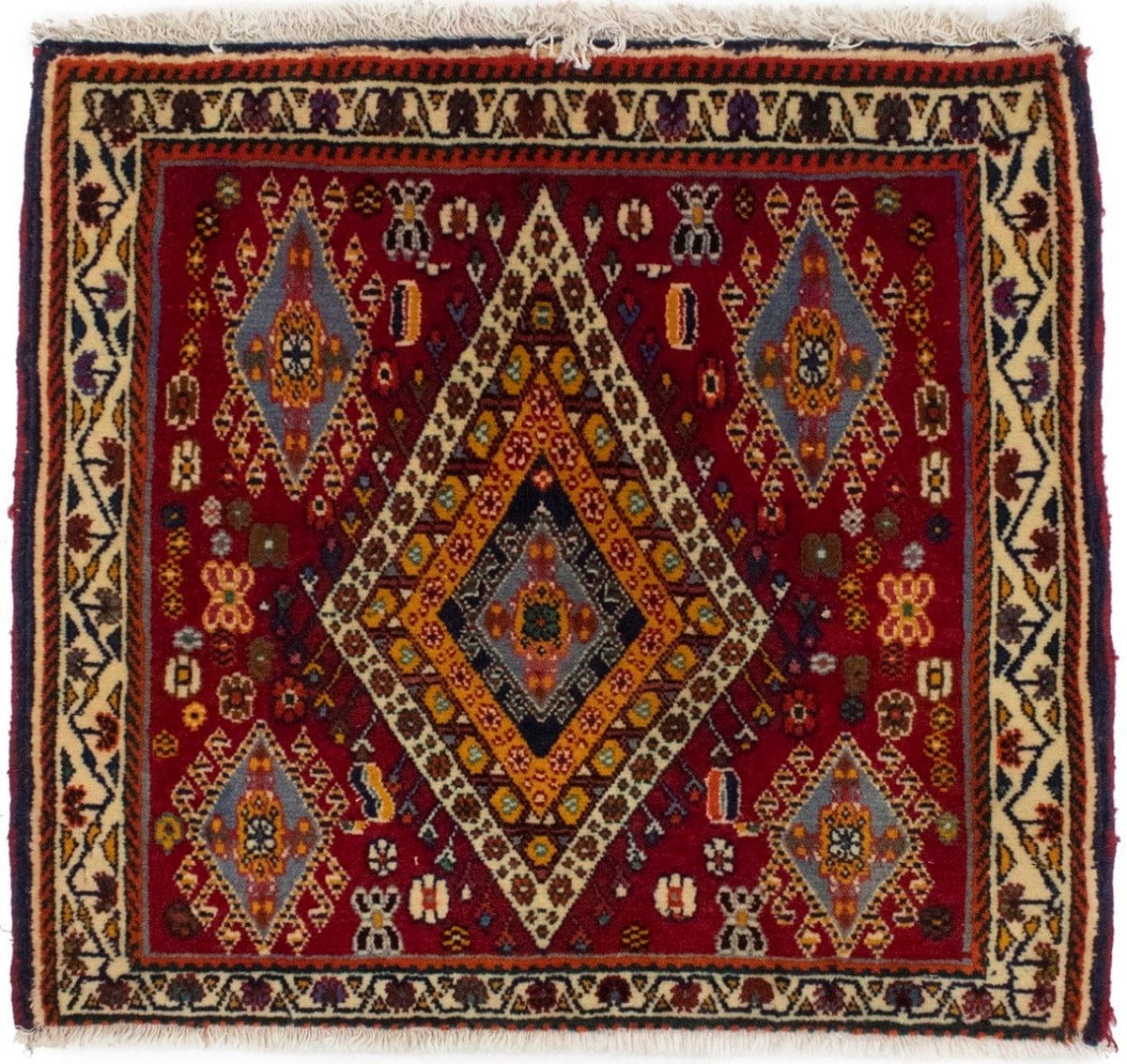 Vintage Red Tribal 2X2 Abadeh Persian Square Rug