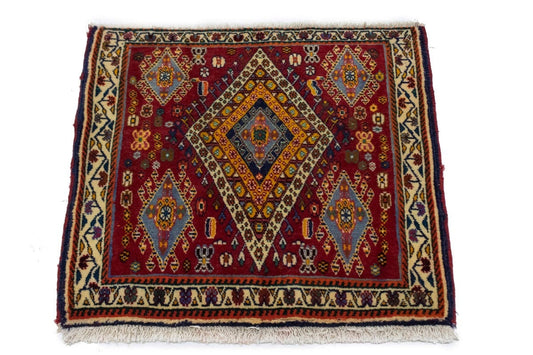 Vintage Red Tribal 2X2 Abadeh Persian Square Rug