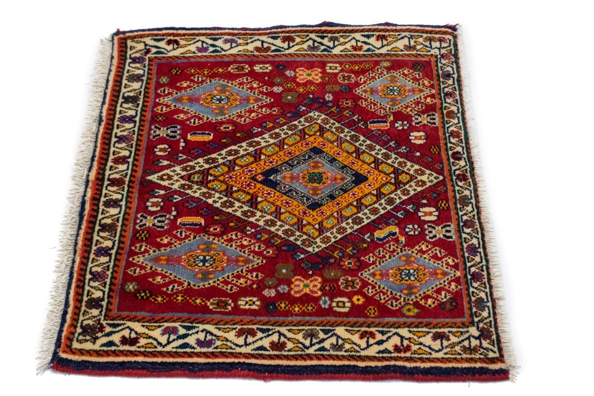 Vintage Red Tribal 2X2 Abadeh Persian Square Rug