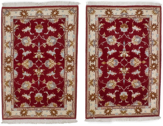 Ruby Red Traditional 2X3 Pair of Tabriz Persian Rugs